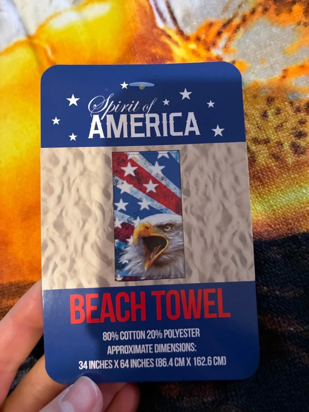 Spirit of America Eagle Beach Towel - Yellow, White, Blue